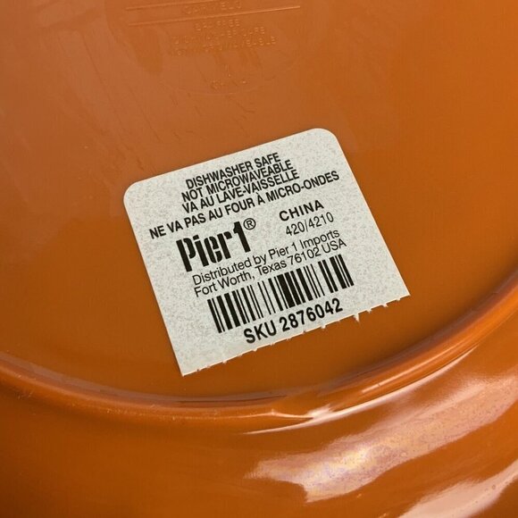Pier 1 Carmelo Salad Luncheon Plates Set of 4 Orange Crackle Melamine Rustic - Picture 6 of 6